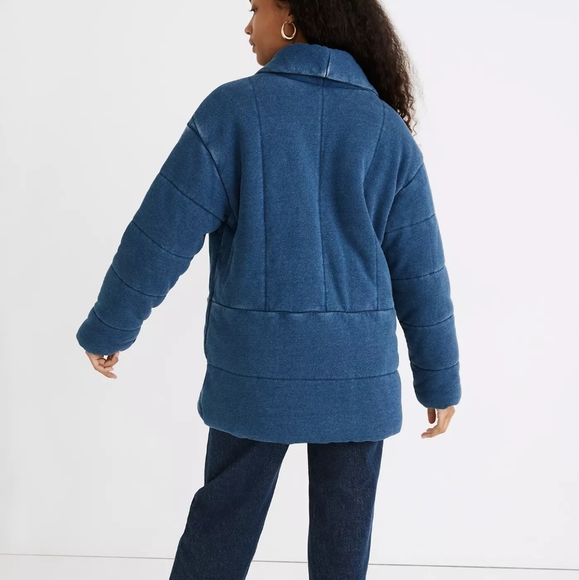 NEW Madewell Indigo Terry Sweatshirt Puffer Coat - Picture 8 of 8